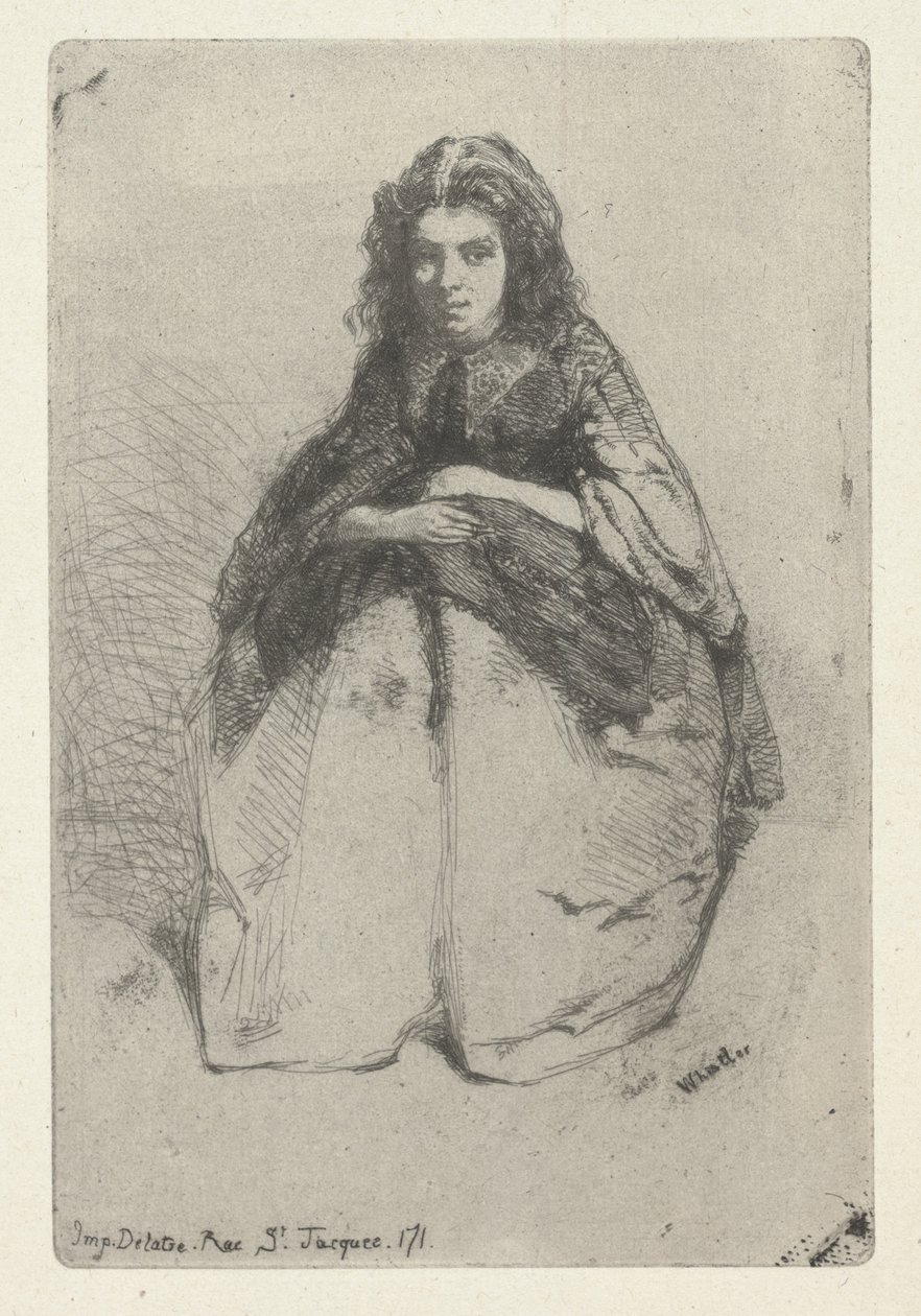 Fumette, 1857 körül (maratás és szárazhús) alkotó: James Abbott McNeill Whistler