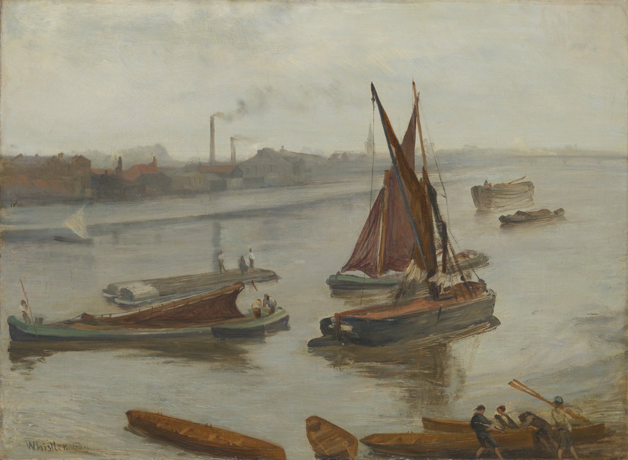 Szürke és ezüst: Old Battersea Reach, 1863. alkotó: James Abbott McNeill Whistler