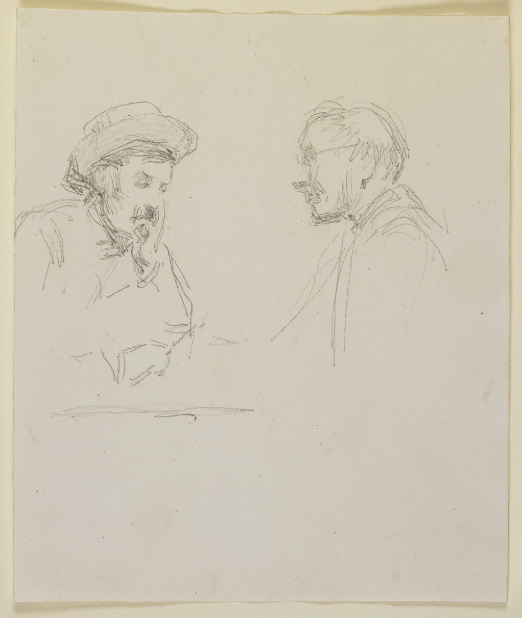 Két férfi feje, 1855-59 körül (ceruza, törtfehér vászonpapír) alkotó: James Abbott McNeill Whistler
