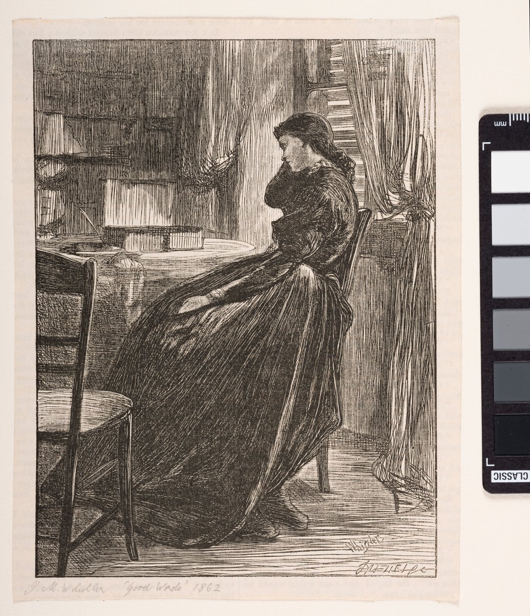 Joanna Douglas a "The Trial Sermon" című filmben, 1862 alkotó: James Abbott McNeill Whistler