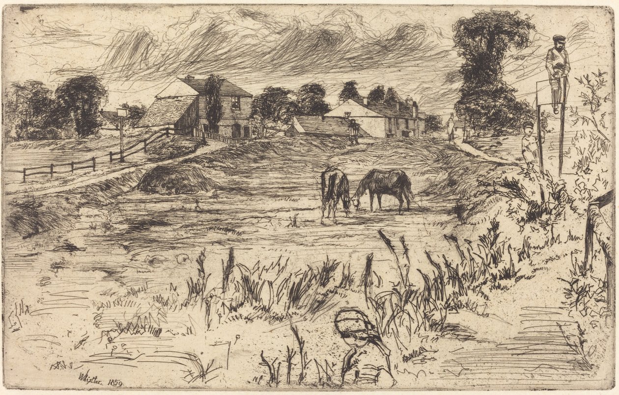 Táj a lóval, 1859. alkotó: James Abbott McNeill Whistler