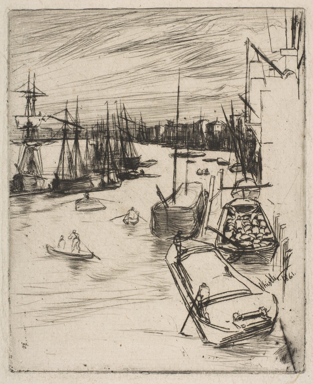 Little Wapping A kis Rotherhithe, 1861. alkotó: James Abbott McNeill Whistler