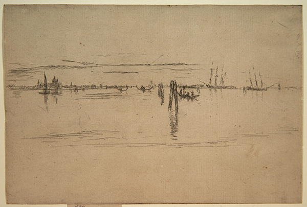 Long Lagoon, 1879-80 körül (rézkarc és szénfesték papíron) alkotó: James Abbott McNeill Whistler