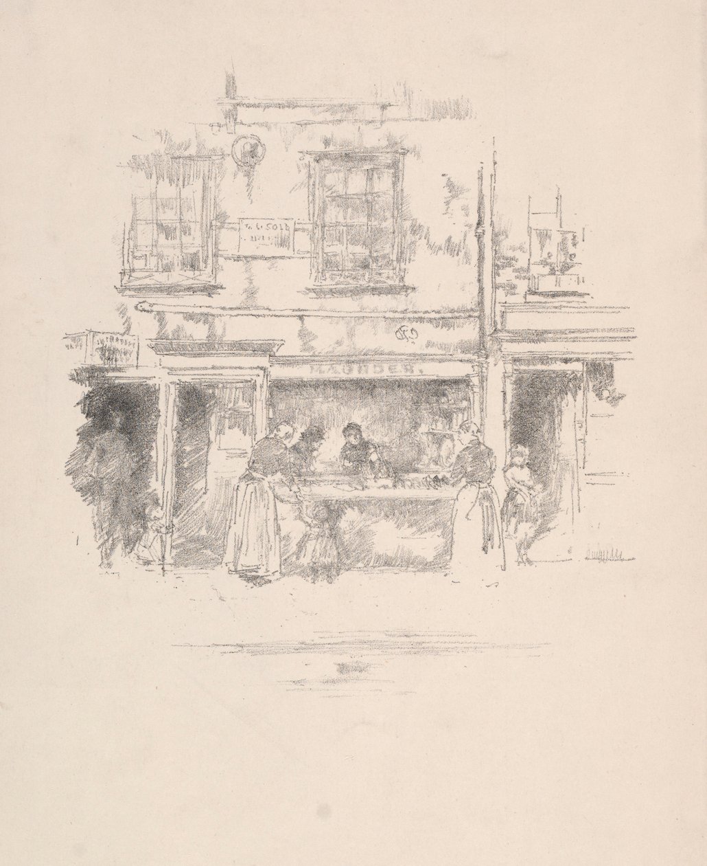 Maunders Fish Shop, Chelsea, 1890. alkotó: James Abbott McNeill Whistler