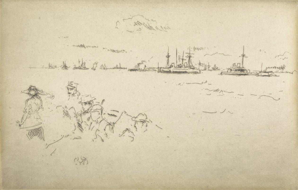 Monitorok egy tizenkét rézkarcból álló sorozatból, The Naval Review, 1887 alkotó: James Abbott McNeill Whistler