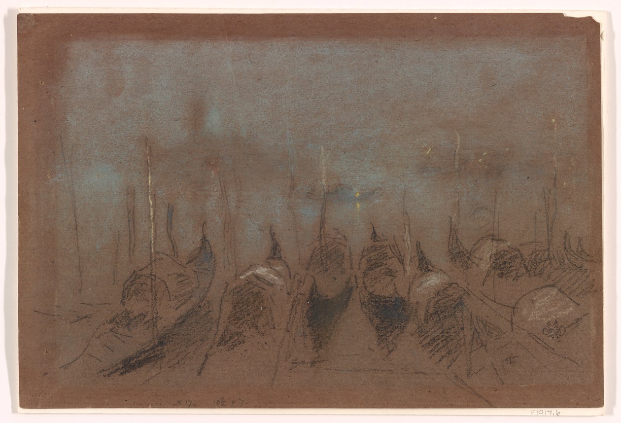Nocturne, San Giorgio, 1880 (kréta szürkésbarna papíron) alkotó: James Abbott McNeill Whistler
