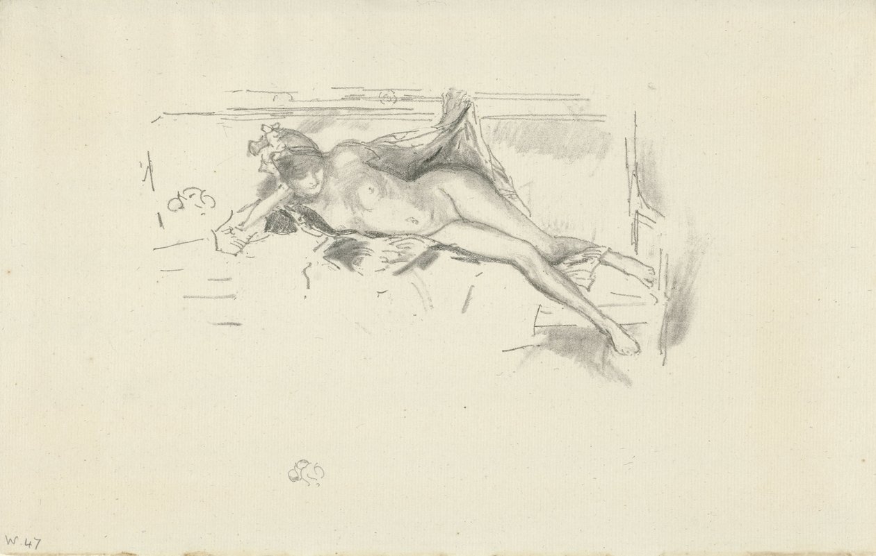 Meztelen modell fekvő alkotó: James Abbott McNeill Whistler