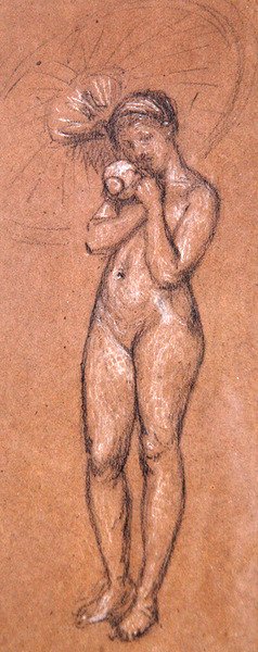 Akt napernyővel, 1868 körül (fehér és fekete zsírkréta, papír) alkotó: James Abbott McNeill Whistler