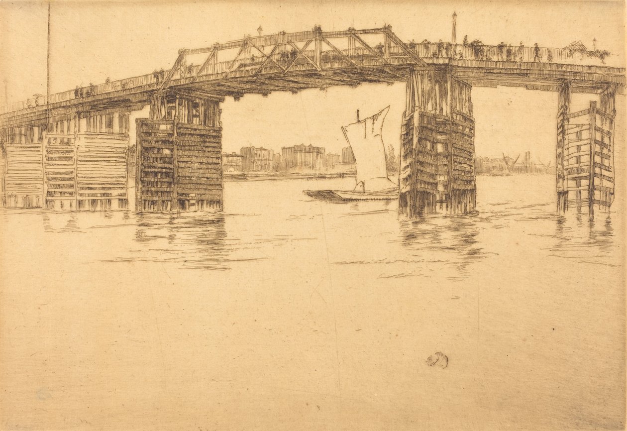 Régi Battersea híd, 1879. alkotó: James Abbott McNeill Whistler