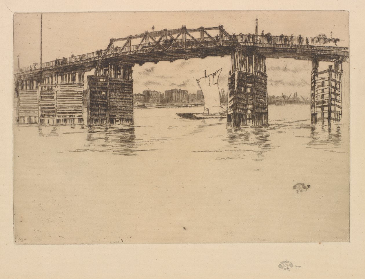 Régi Battersea híd, 1879. alkotó: James Abbott McNeill Whistler
