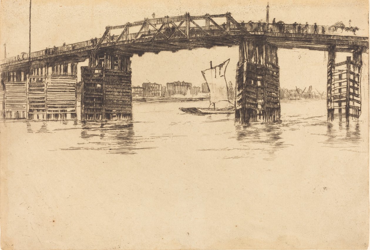 Régi Battersea híd, 1879. alkotó: James Abbott McNeill Whistler