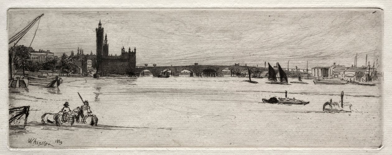 Old Westminster Bridge, 1871. alkotó: James Abbott McNeill Whistler