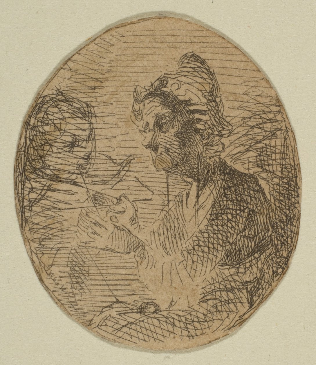 Vénasszony és gyermek ovális vázlatokból a partfelmérő táblán, 1854-55. alkotó: James Abbott McNeill Whistler