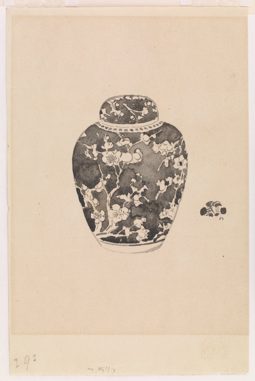 Oviform gyömbéres tégely harang alakú borítással, 1878. alkotó: James Abbott McNeill Whistler