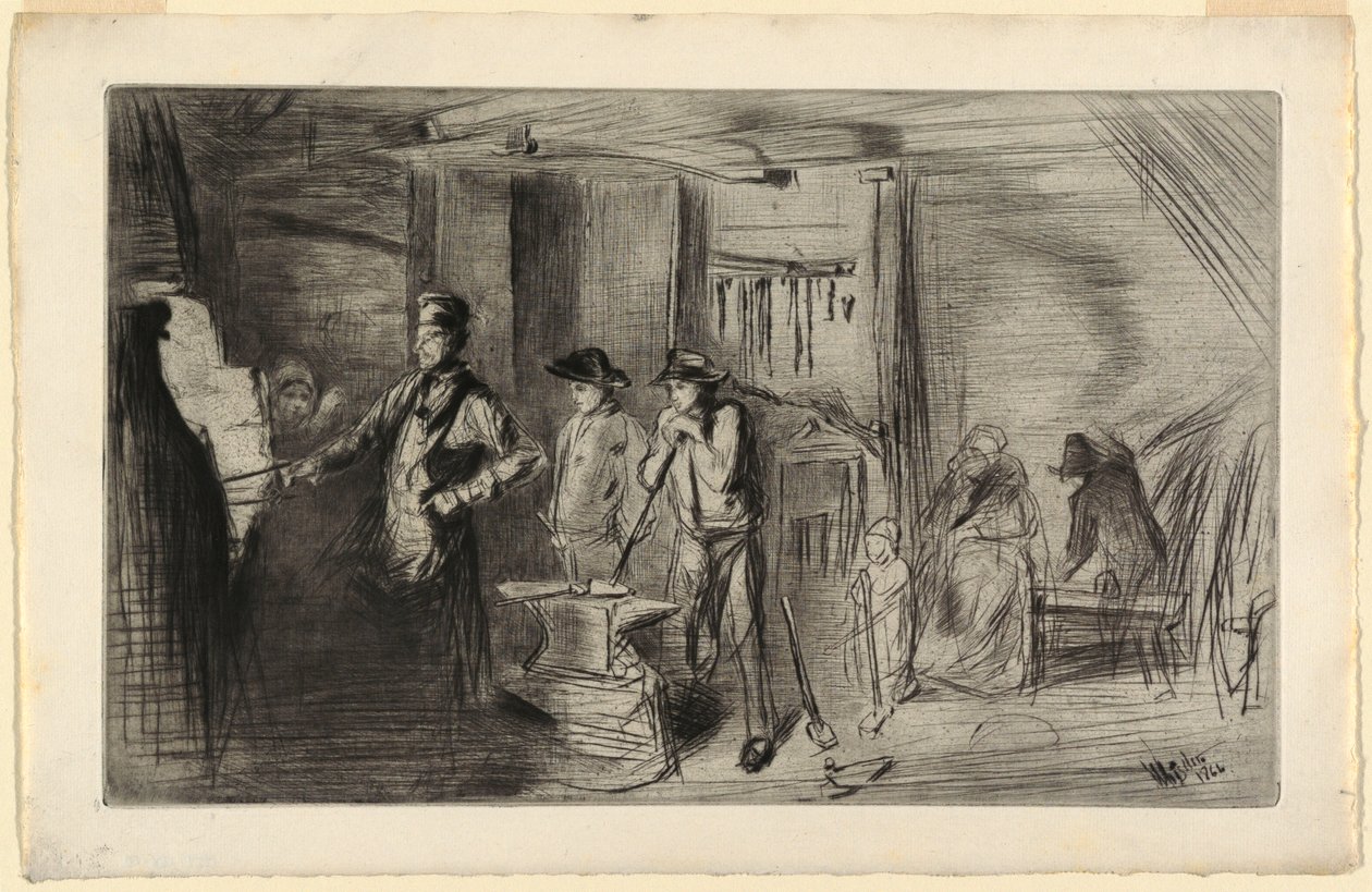 Nyomtatás, A kovács, A maratás a Temzén és más témák sorozatból, 1861 alkotó: James Abbott McNeill Whistler