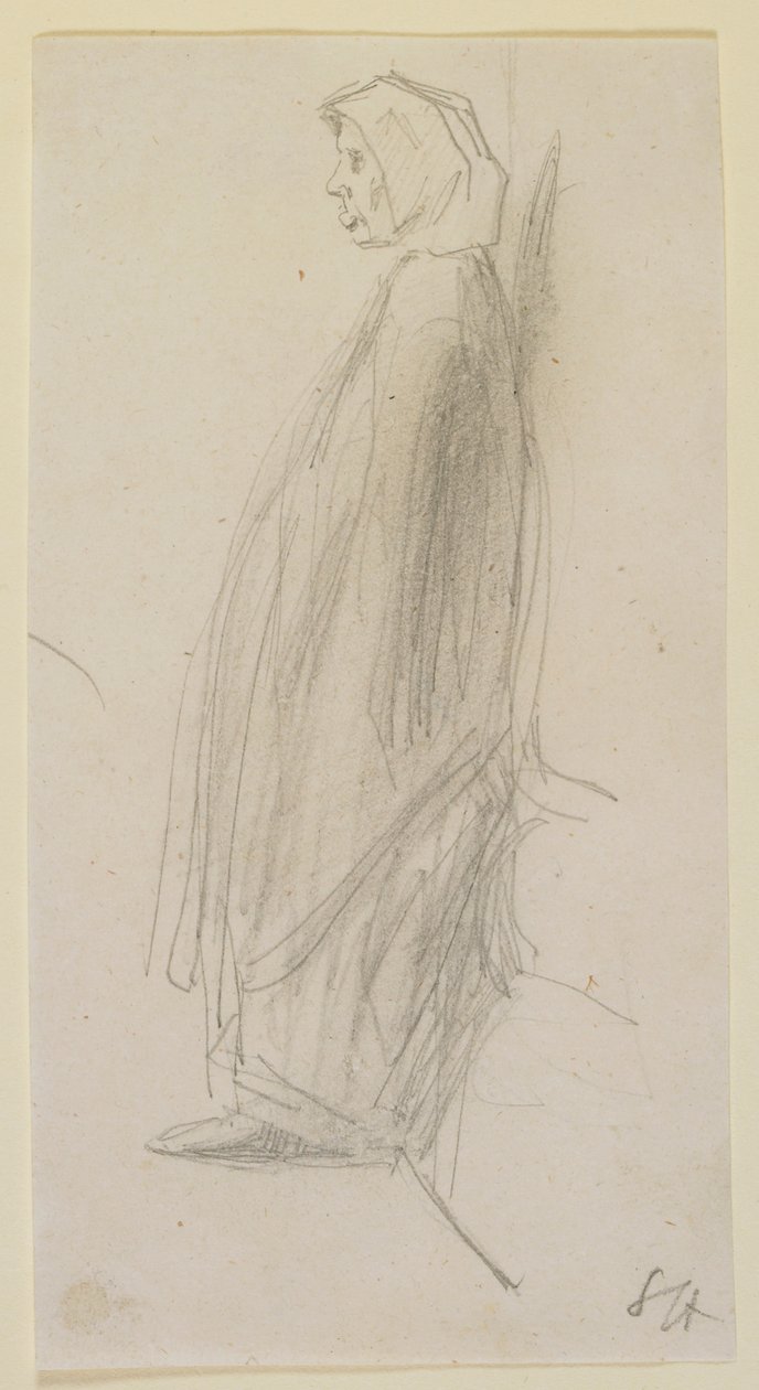 Álló öregasszony profilvázlata, 1858. alkotó: James Abbott McNeill Whistler