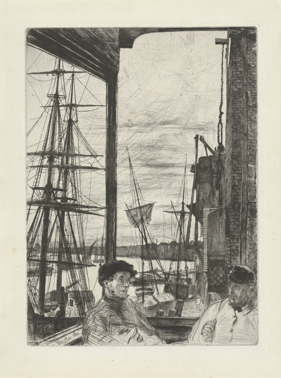 Rotherhithe Tizenhat rézkarc a Temzéről és más témákról szóló jelenetekből (sorozat címe) alkotó: James Abbott McNeill Whistler