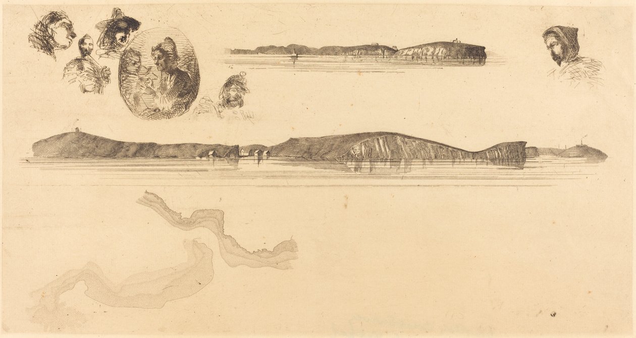 Vázlatok a partfelmérő táblán, 18541855. alkotó: James Abbott McNeill Whistler