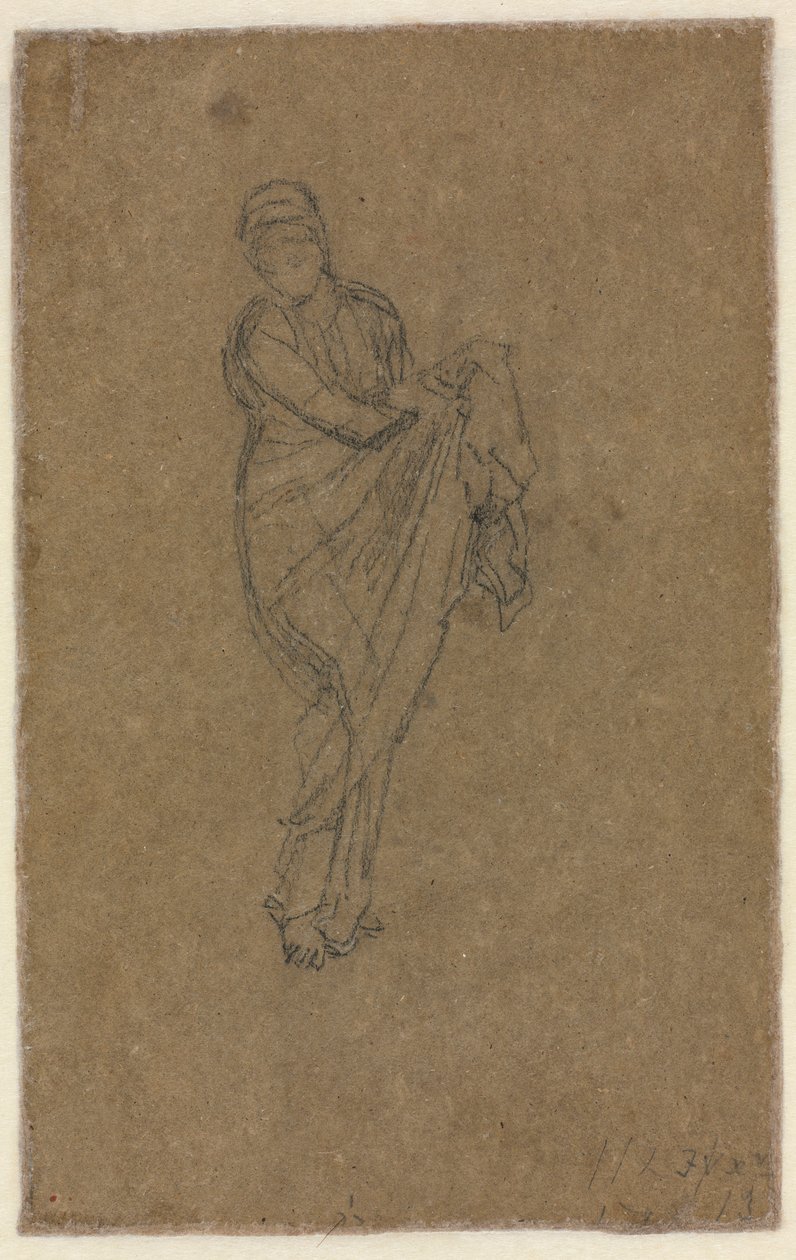 Álló nő feltartja a ruháját, c. 1872. alkotó: James Abbott McNeill Whistler