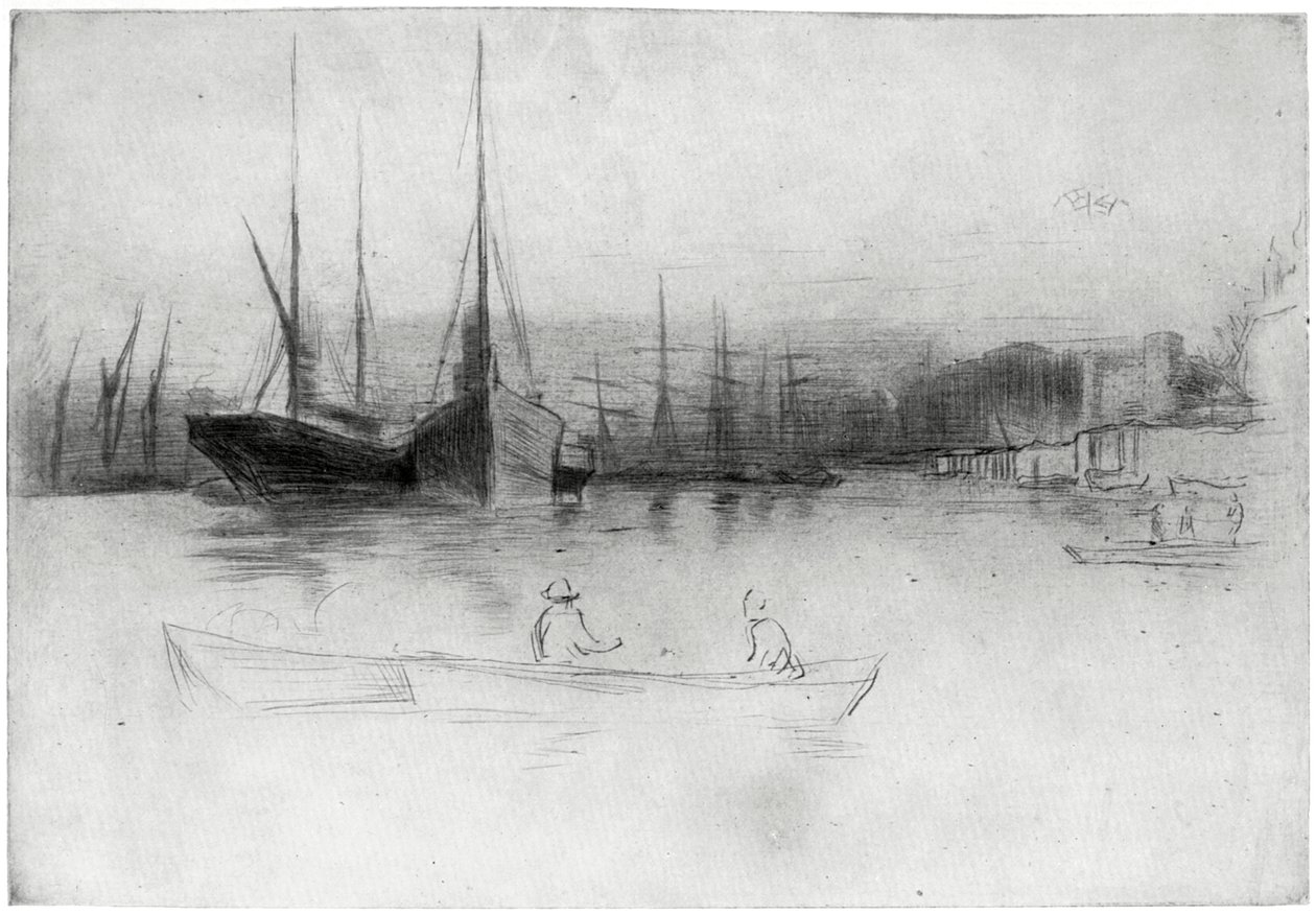 Gőzhajók a torony mellett, 1875 1904. alkotó: James Abbott McNeill Whistler