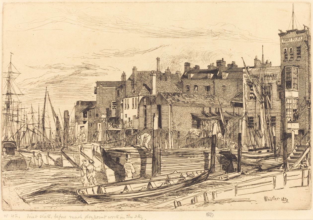 Temzei rendőrség, 1859. alkotó: James Abbott McNeill Whistler