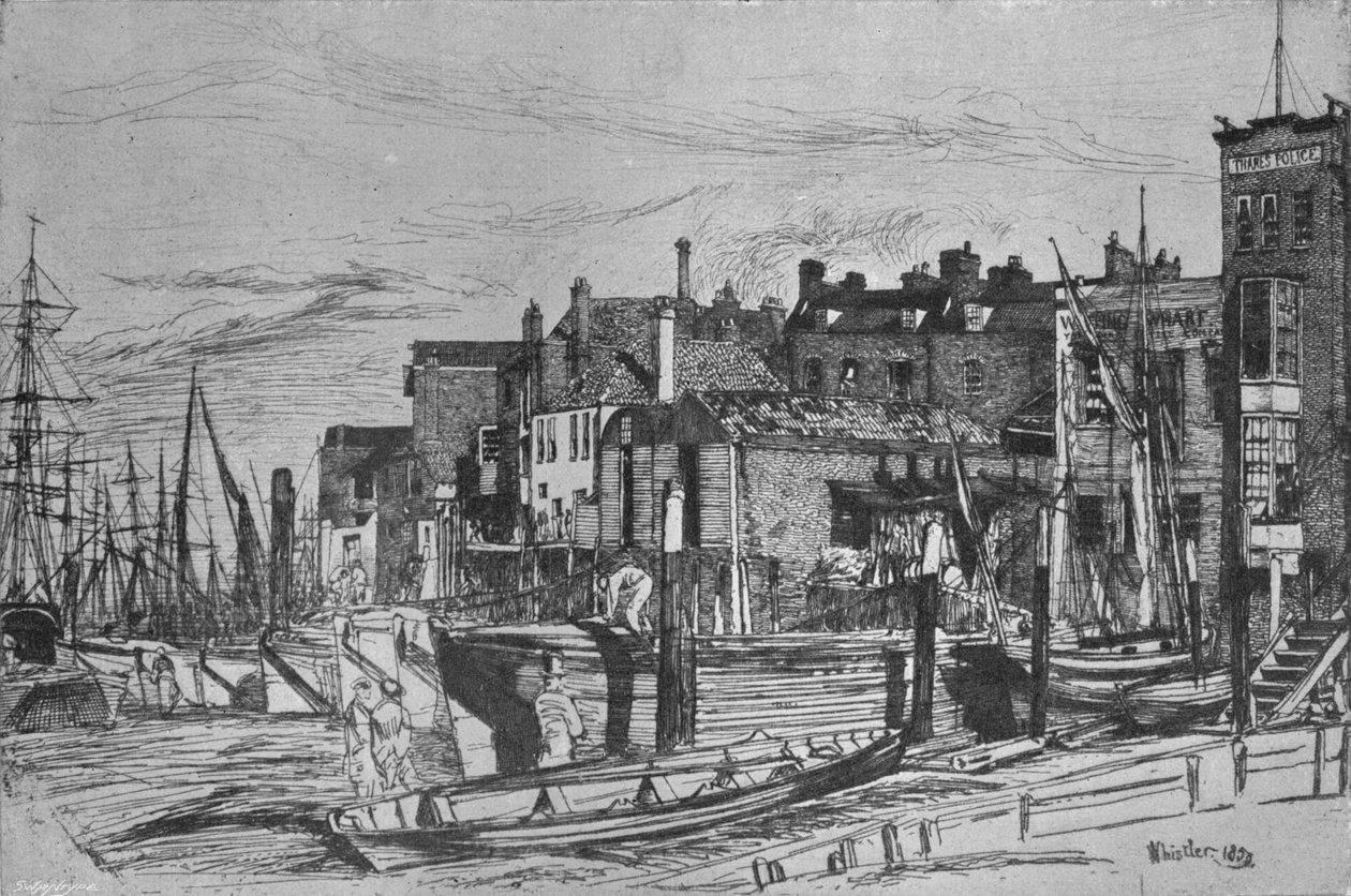 A Temzei Rendőrség korábban Wapping Wharfnak hívta, 1859, 1903 alkotó: James Abbott McNeill Whistler