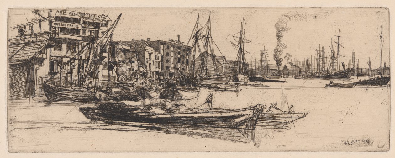 Temze raktárak alkotó: James Abbott McNeill Whistler