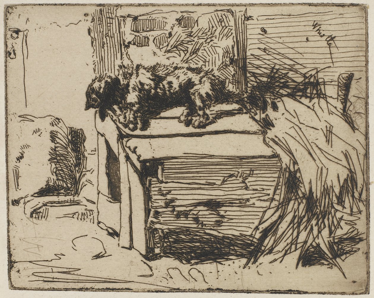 The Dog on the Kennel, 1858 (rézkarc papírra) alkotó: James Abbott McNeill Whistler