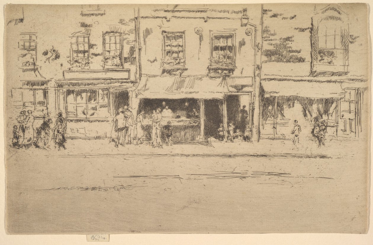 The Fish Shop, Busy Chelsea Fish Shop, Chelsea, 1886-87. alkotó: James Abbott McNeill Whistler