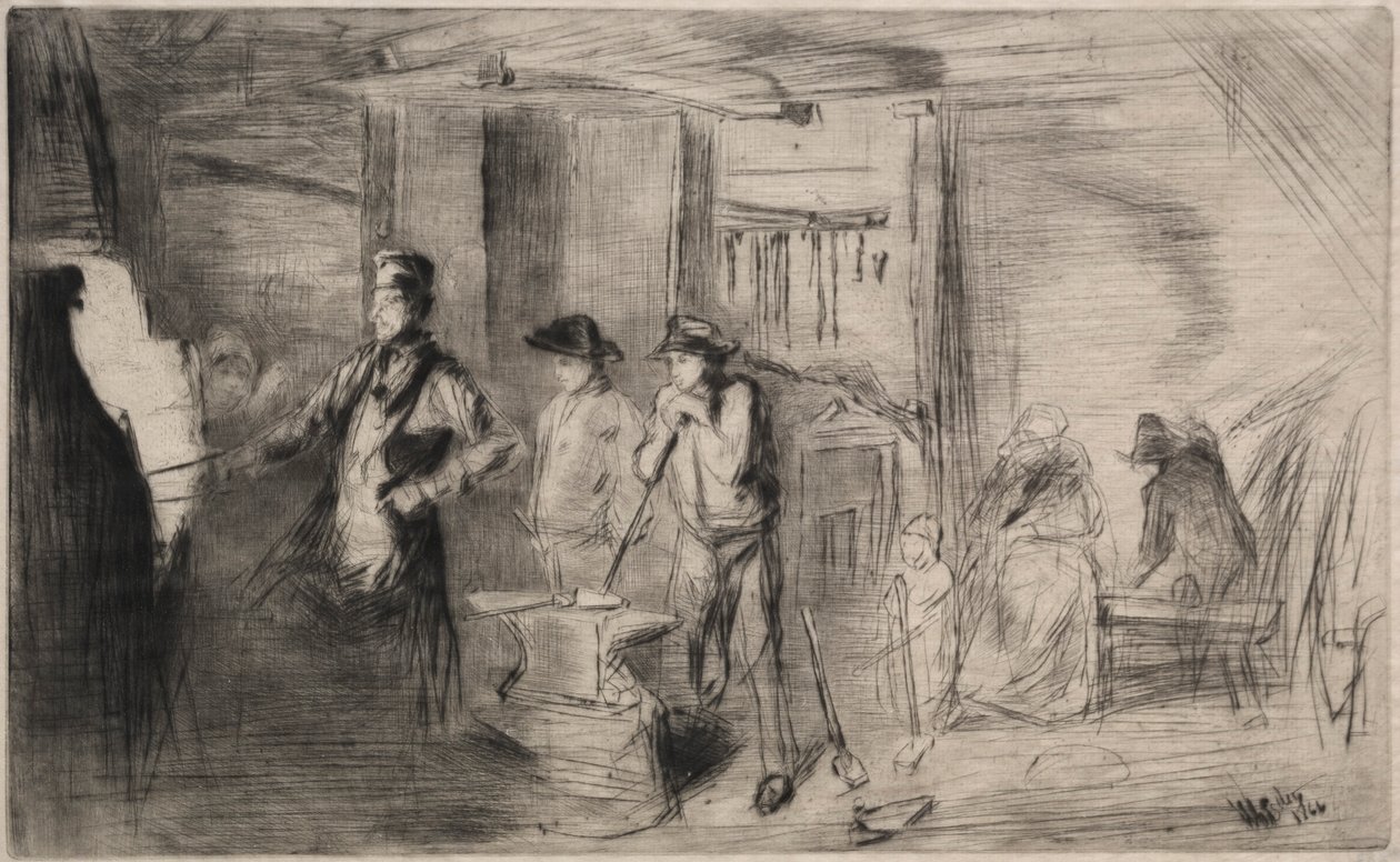 A kovácsműhely, 1866. alkotó: James Abbott McNeill Whistler