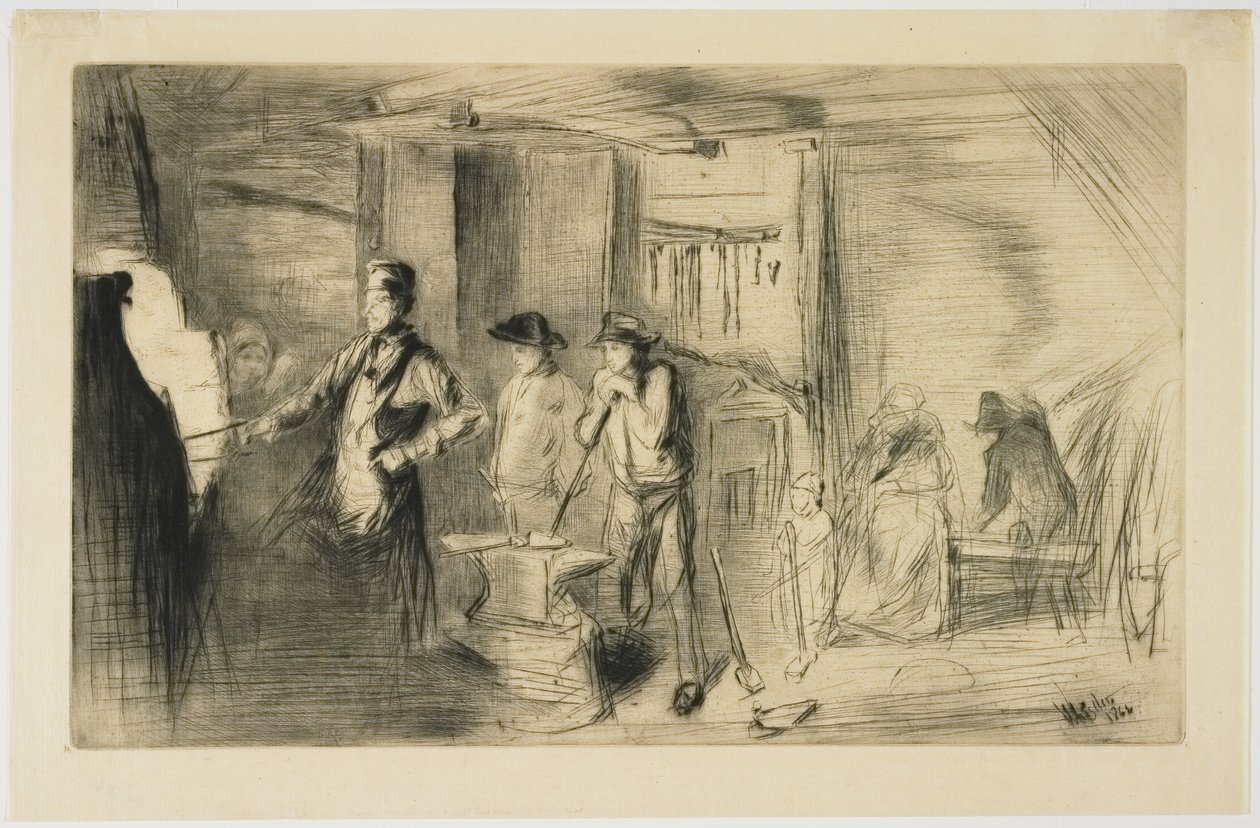A kovácsműhely a Temze-parti jeleneteket és más témákat ábrázoló Tizenhat rézkarcból alkotó: James Abbott McNeill Whistler