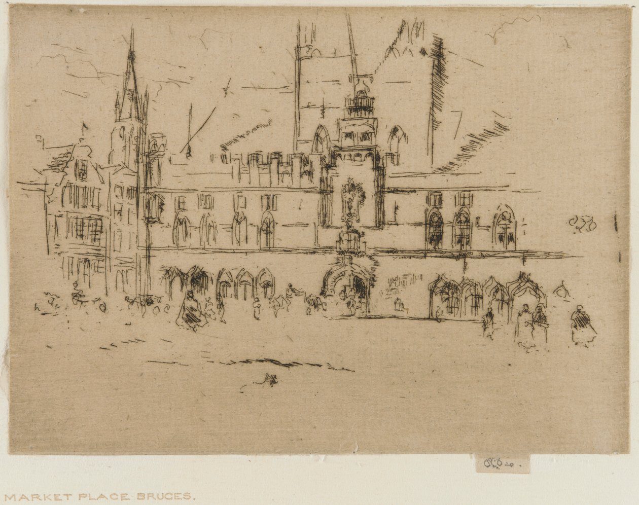 A piac, Brugge, 1887. alkotó: James Abbott McNeill Whistler