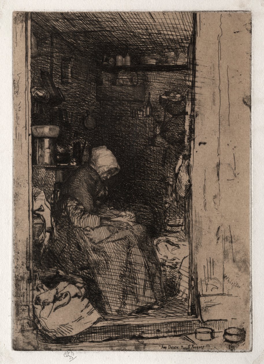 Az öreg rongyos nő, 10. szám a Tizenkét rézkarcok a természetből A francia díszletből, 1858. alkotó: James Abbott McNeill Whistler