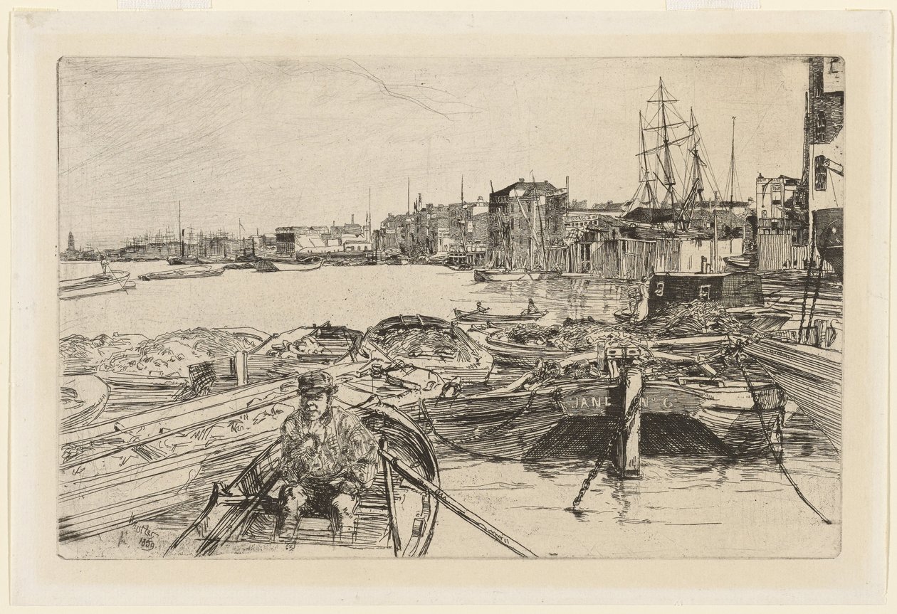 A medence, a Temze jeleneteit ábrázoló Tizenhat rézkarcból alkotó: James Abbott McNeill Whistler