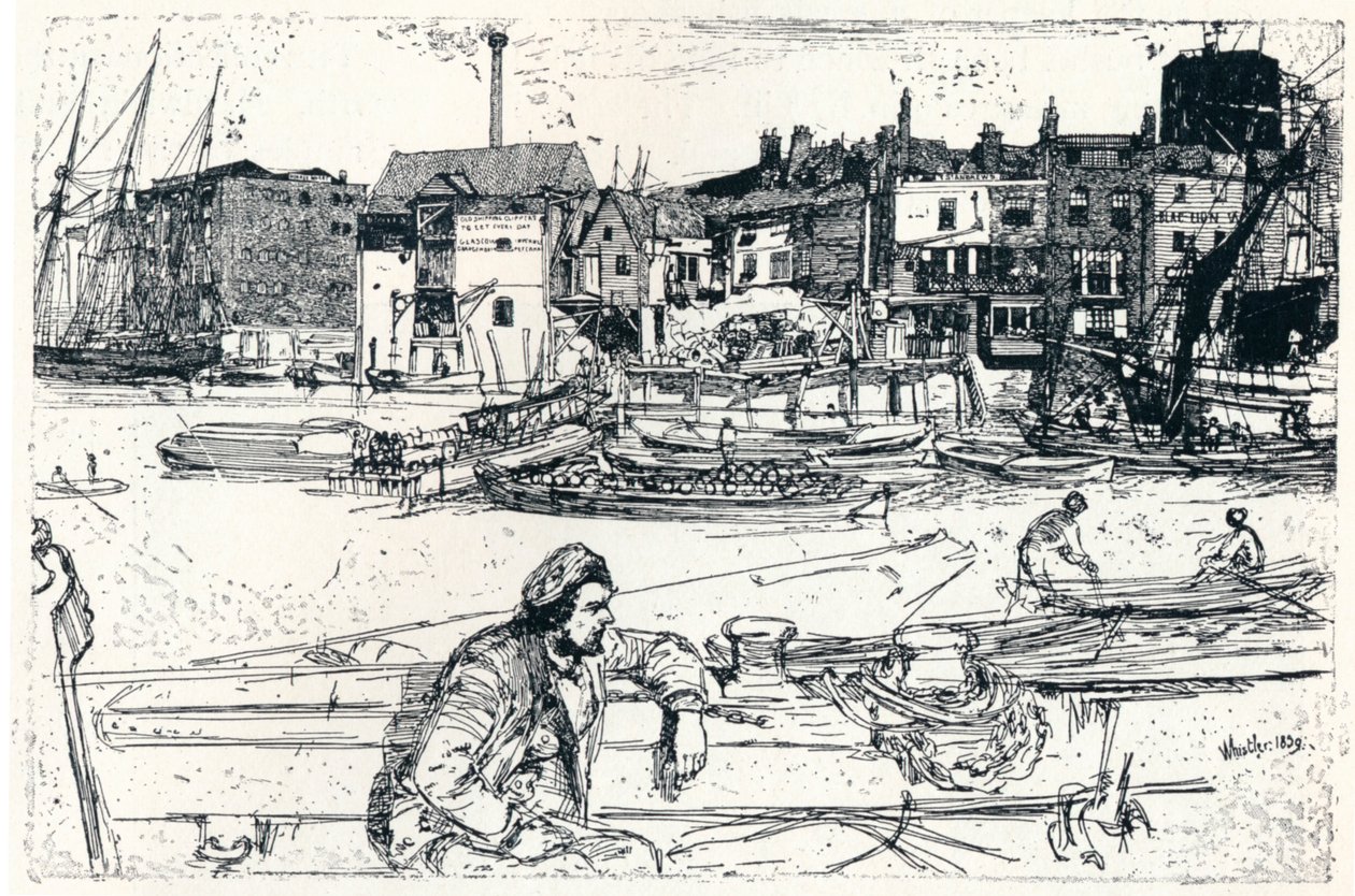 A londoni medence, 1859, 1904 alkotó: James Abbott McNeill Whistler