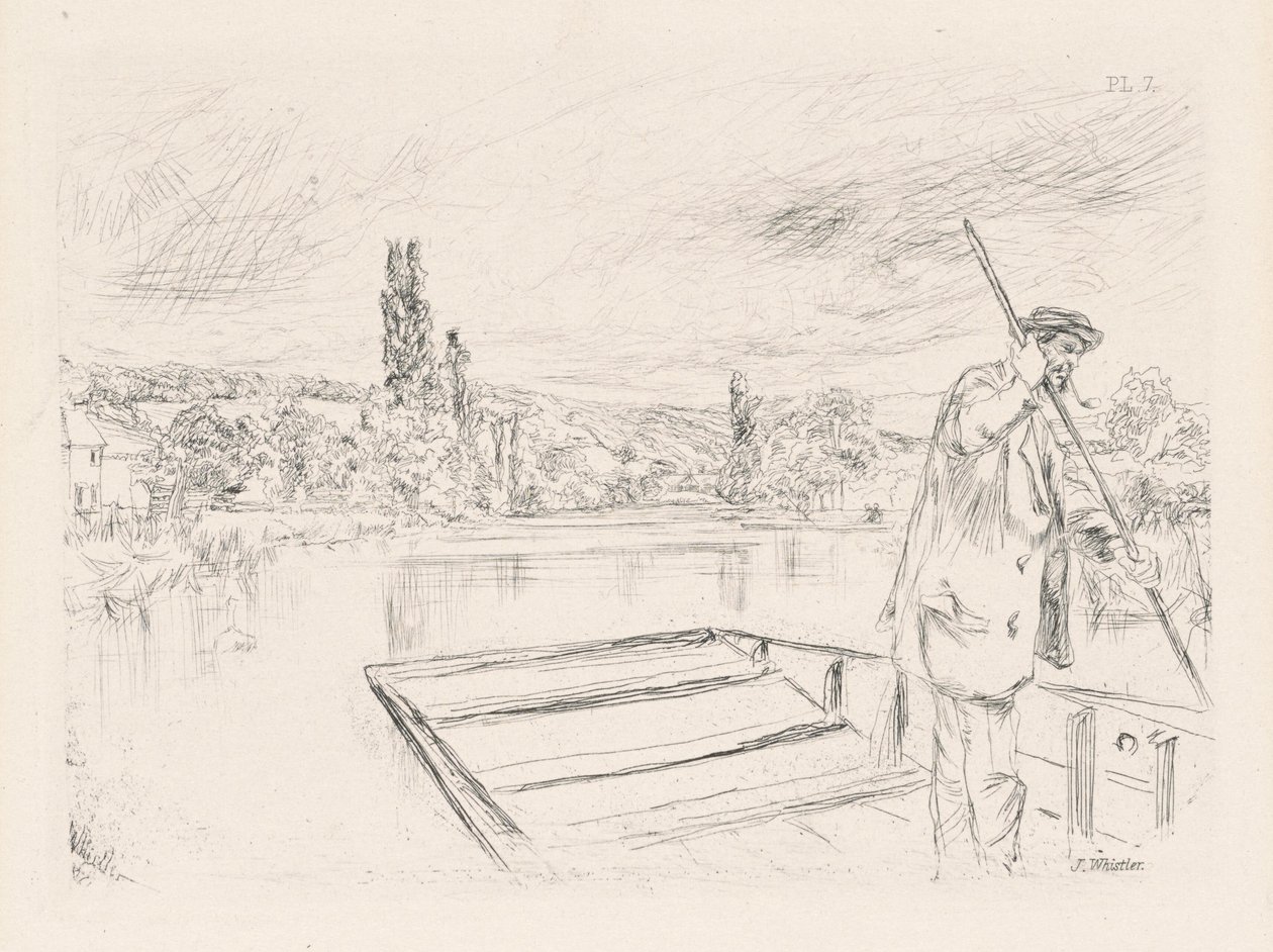 The Punt, 1861, 1862-ben megjelent. alkotó: James Abbott McNeill Whistler