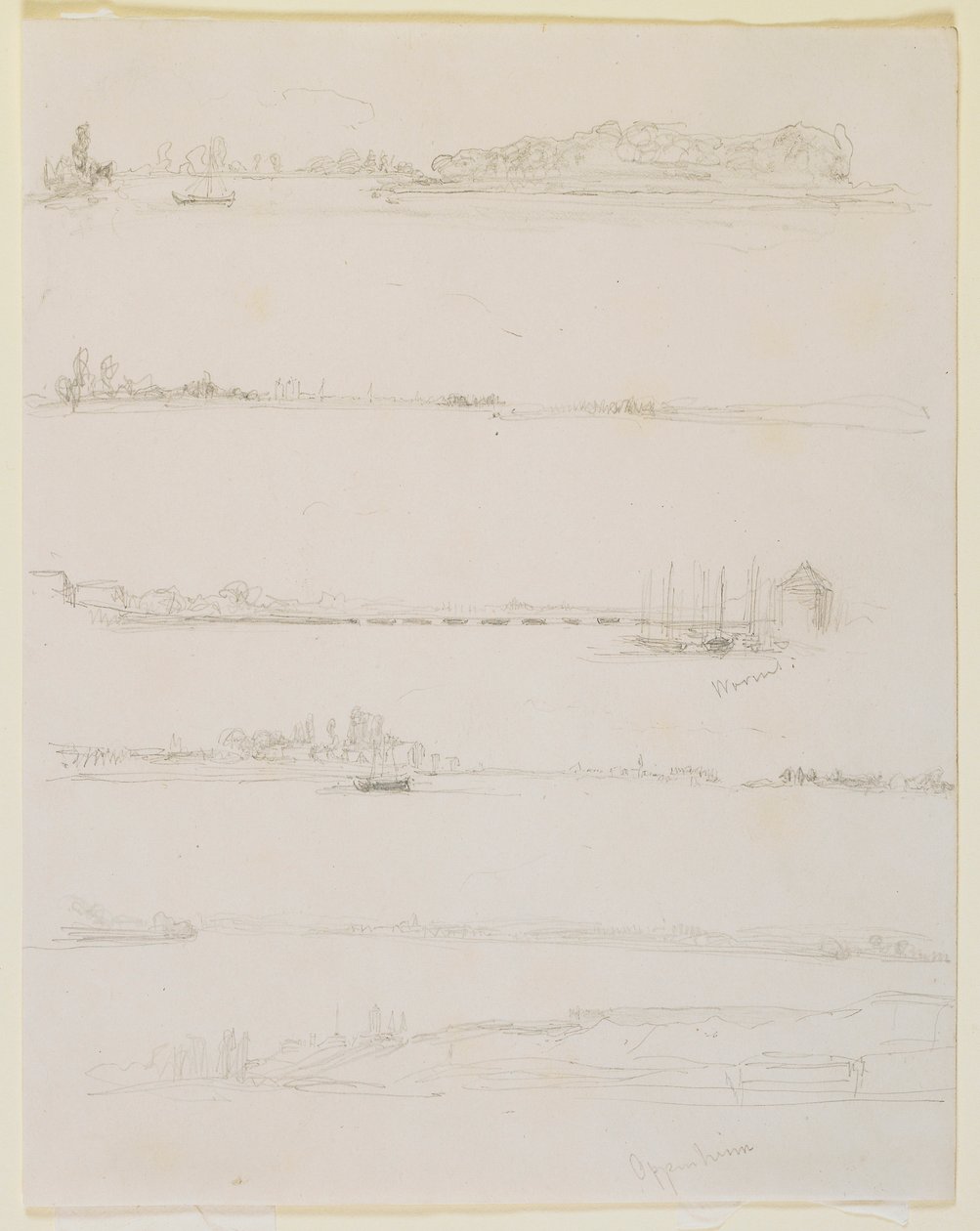 A Rajna, Worms és Oppeheim közelében, 1858. alkotó: James Abbott McNeill Whistler