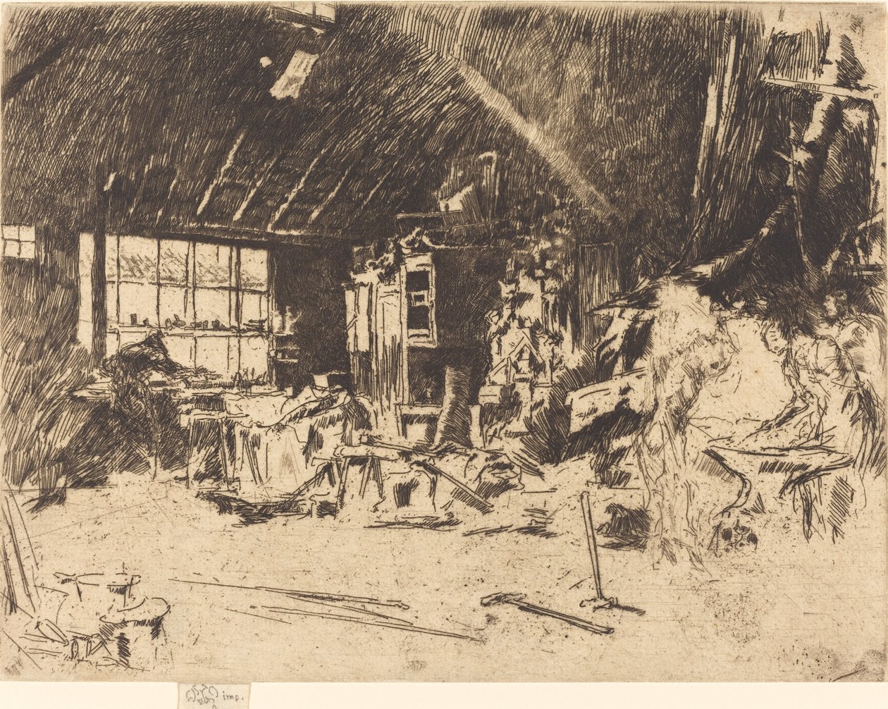 A kovácsműhely c. 1880. alkotó: James Abbott McNeill Whistler