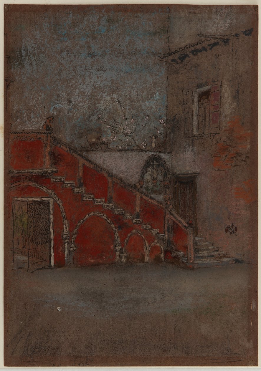 A lépcsőház: Vörös jegyzet, 1880 (kréta és pasztell barna papíron) alkotó: James Abbott McNeill Whistler