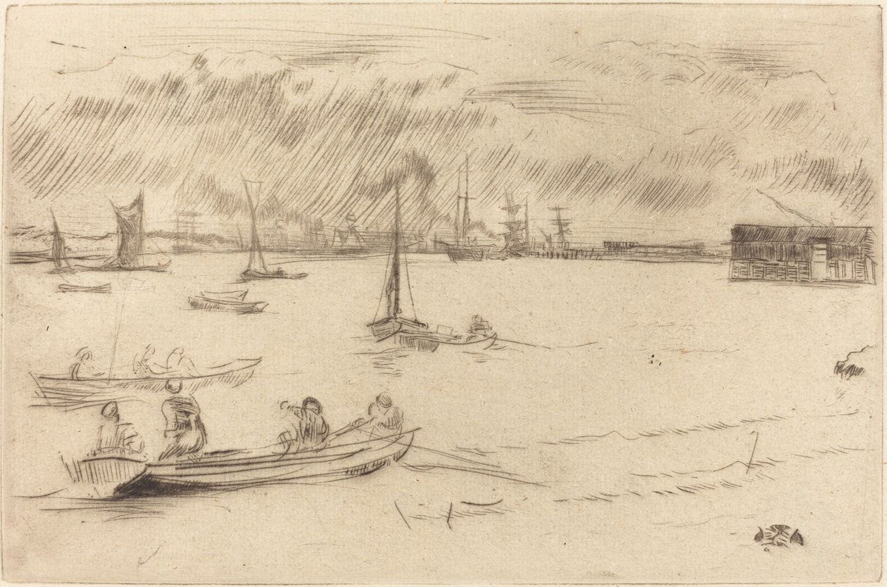 A Temze Erith felé, c. 1877. alkotó: James Abbott McNeill Whistler