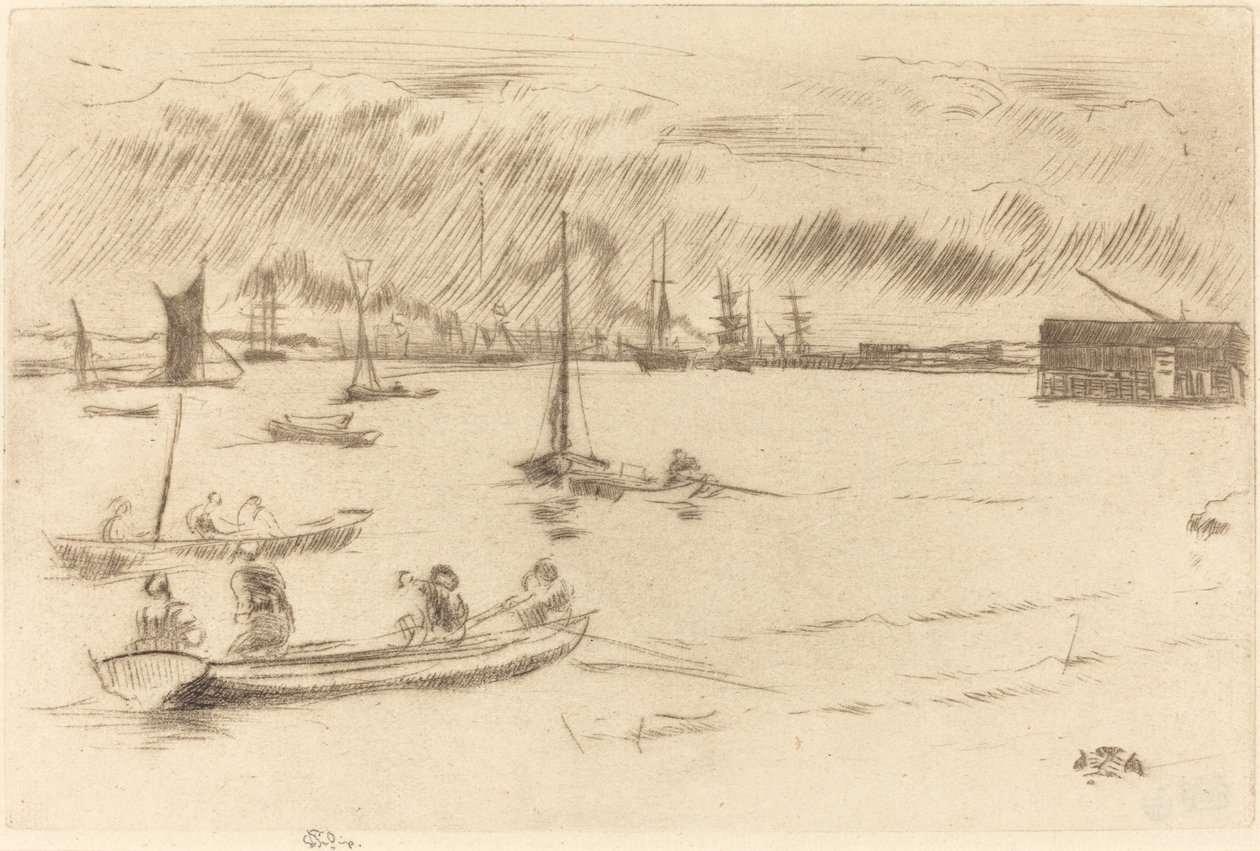 A Temze Erith felé, c. 1877. alkotó: James Abbott McNeill Whistler