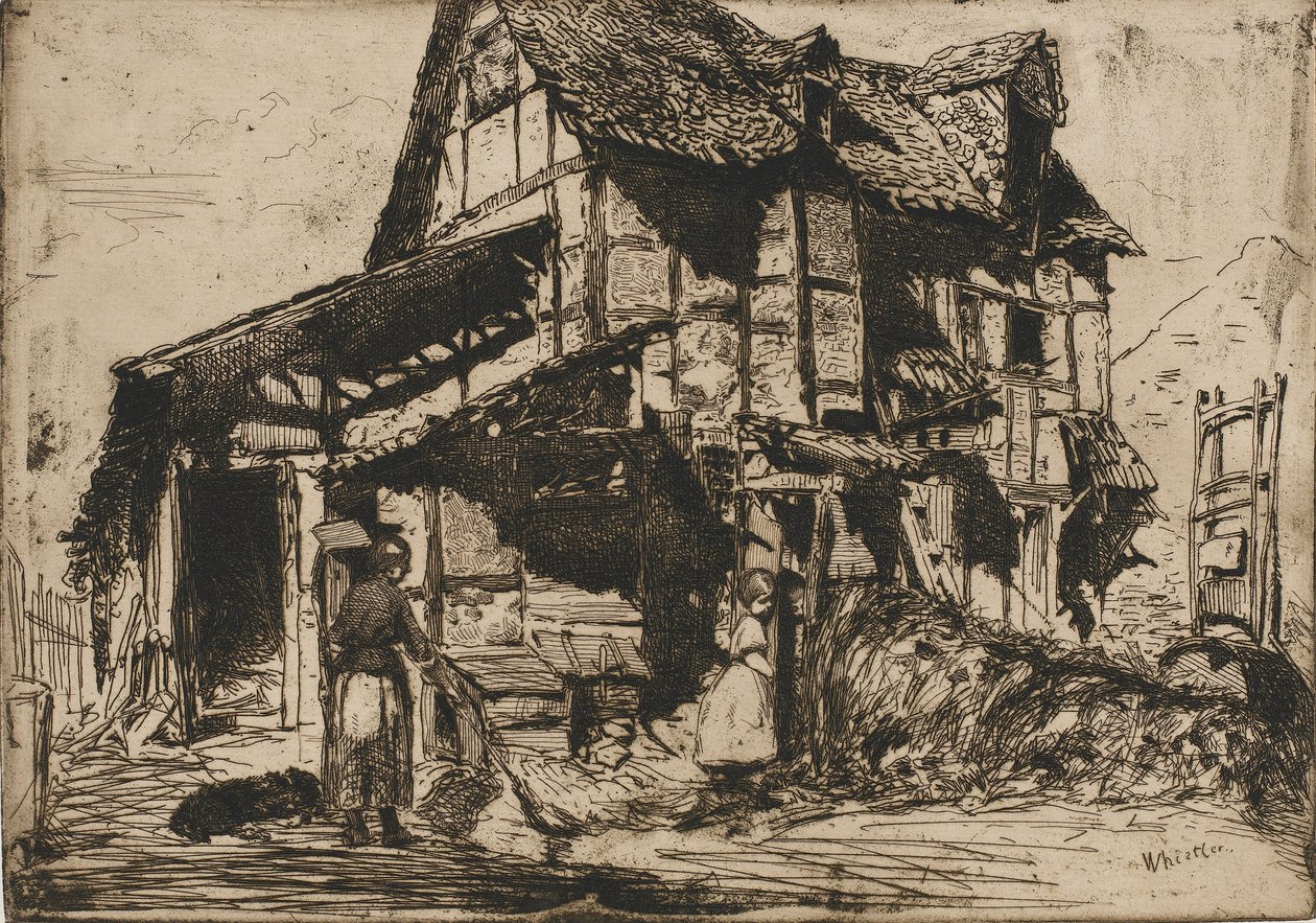 A nem biztonságos bérház. A tizenkét rézkarc egyike a természetből. A francia díszlet, 1858. alkotó: James Abbott McNeill Whistler