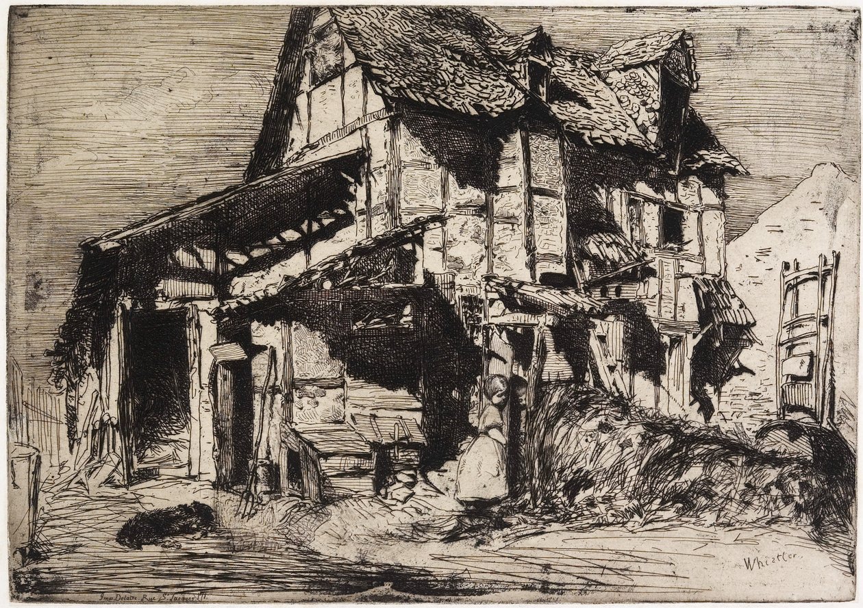 A nem biztonságos bérház a "Tizenkét rézkarc a természetből" című filmből alkotó: James Abbott McNeill Whistler