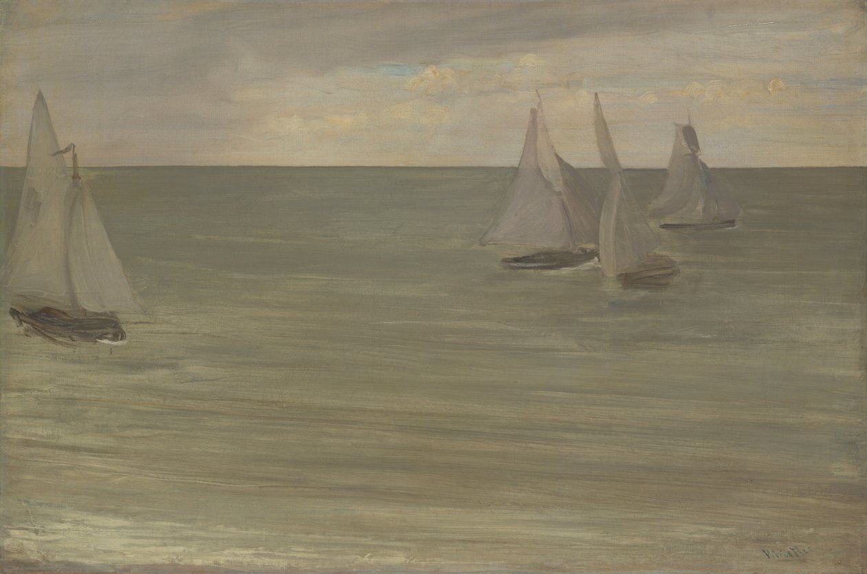Trouville Grey and Green, az Ezüst-tenger, 1865. alkotó: James Abbott McNeill Whistler