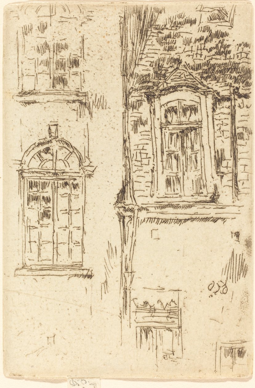 A szállodával szemben lévő ablakok, Bourges, 1888. alkotó: James Abbott McNeill Whistler