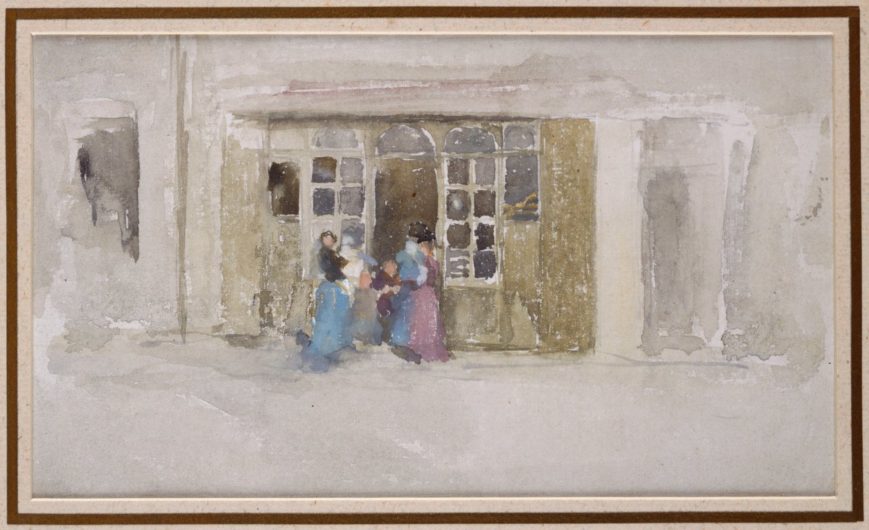Nők és gyerekek a boltajtóban, 1888 körül alkotó: James Abbott McNeill Whistler