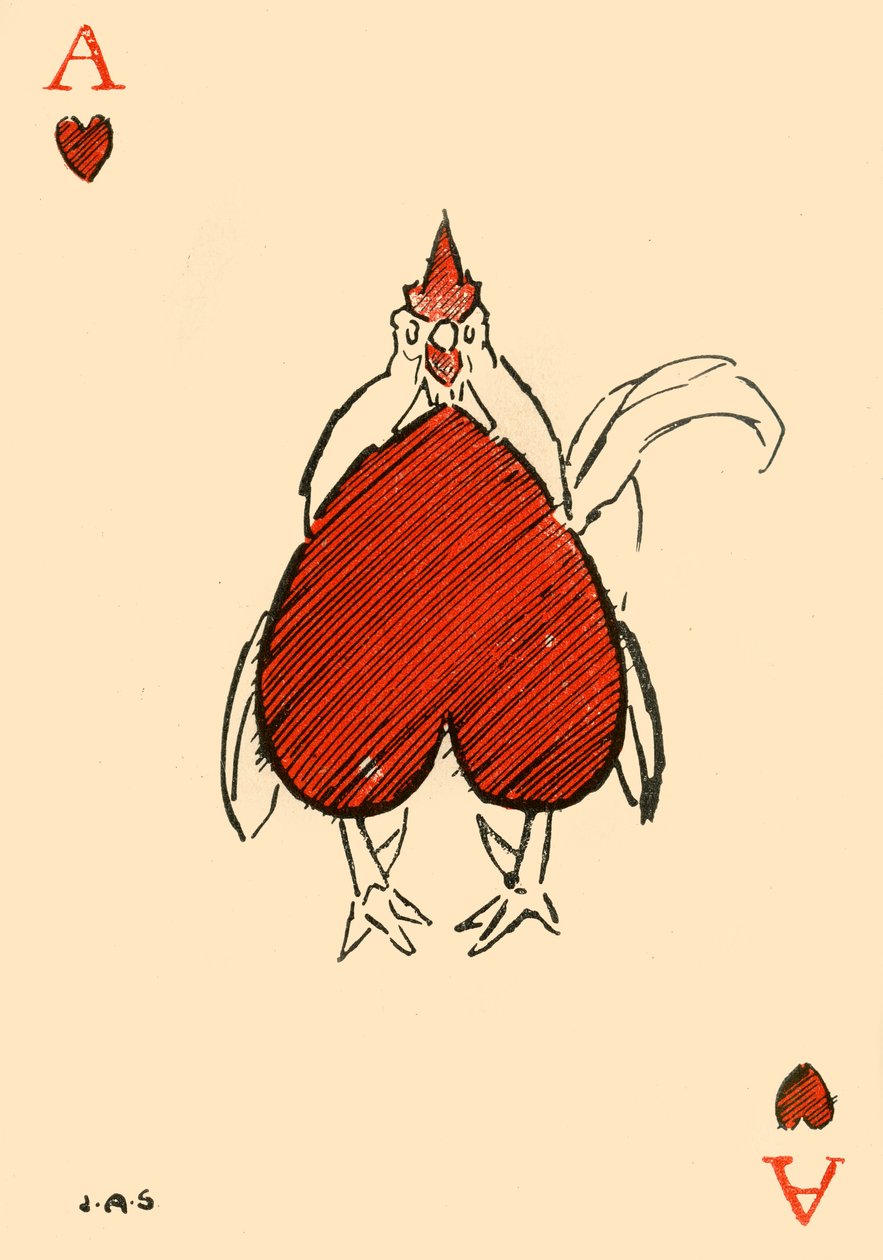 A testes Chanticleer, a szívek ászából, 1910. alkotó: James Affieck Shepherd