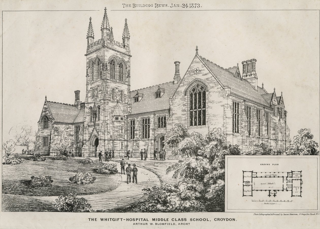 The Whitgift Hospital Middle Class School, Croydon, 1873 alkotó: James Akerman