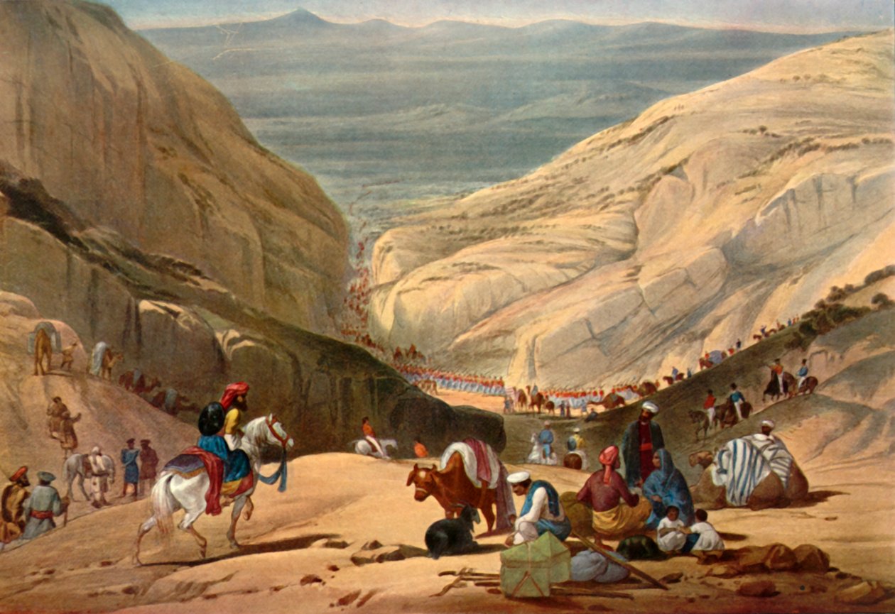 A Shutargardan-hágóból a Logar-völgybe emelkedő hadsereg, 1840, 1901. alkotó: James Atkinson