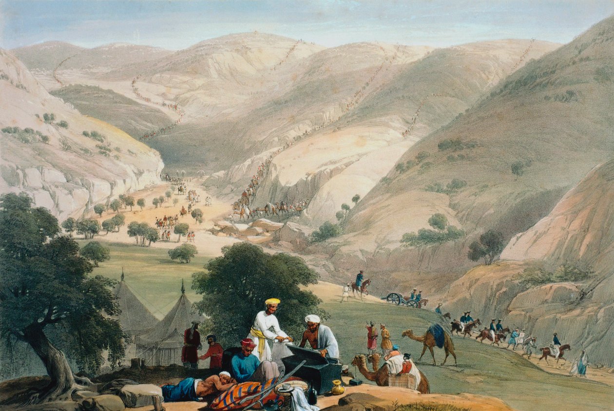 Az 1. bengáli európai ezred tábora, első angol-afgán háború 1838-1842 alkotó: James Atkinson